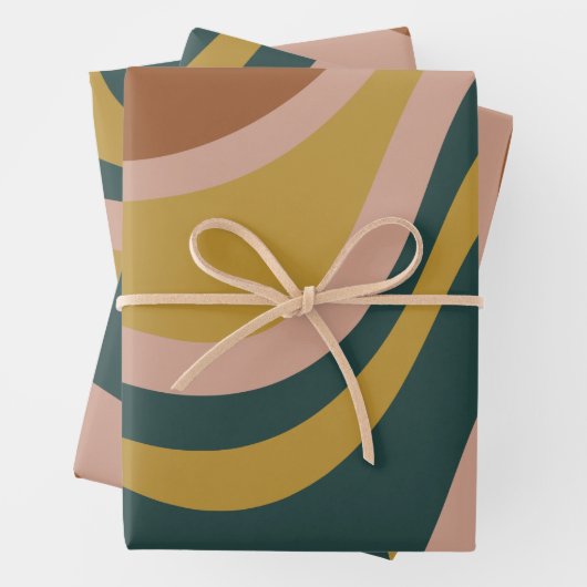 Boho Earth Tones Trendy Moderne Abstrakte Muster Geschenkpapier Set (Beispiel)