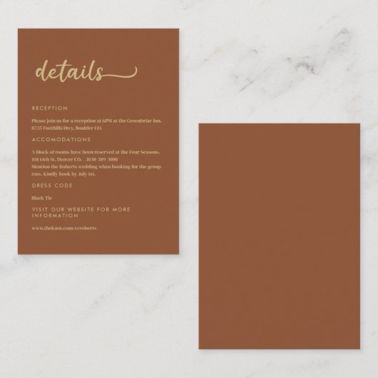 Boho Earth Tones Trendy Script Begleitkarte (Vorne/Hinten)