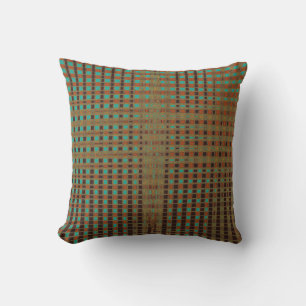 Boho Earthy Abstrakt Copper Türkis Black Kissen Für Draußen