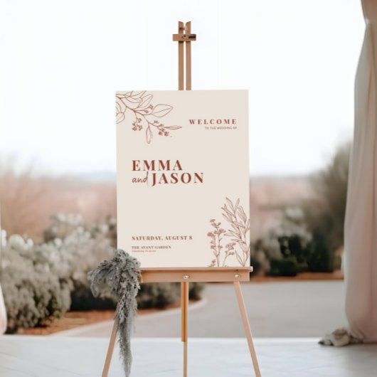 Boho Earthy Beige Wedding Welcome Sign Poster