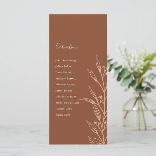 Boho Earthy Botanical Elegant Elfenbeintisch Plan  (Stehend Vorderseite)