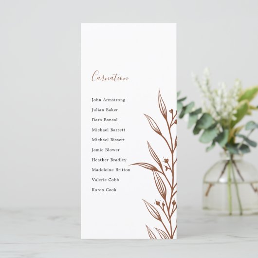 Boho Earthy Botanical Elegant Elfenbeintisch Plan (Stehend Vorderseite)