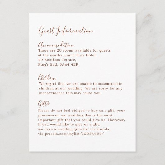 Boho Earthy Botanical Elegant Ivory Guest Begleitkarte (Vorderseite)