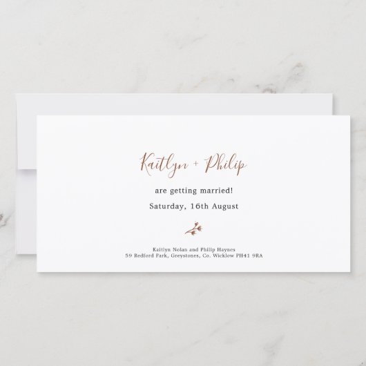 Boho Earthy Botanical Elegant Ivory White Save The Date (Rückseite)