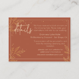 Boho Earthy Brown & Gold Moderne Hochzeiten Detail Begleitkarte