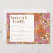 Boho Earthy Burnt Orange Floral Brunch Bubbly Einladung (Vorderseite)