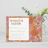 Boho Earthy Burnt Orange Floral Brunch Bubbly Einladung (Stehend Vorderseite)