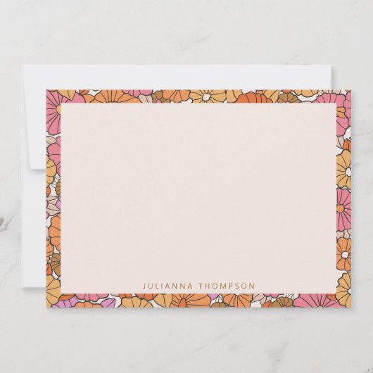 Boho Earthy Burnt Orange Floral Personalisiert Nam Mitteilungskarte (Vorderseite)