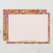 Boho Earthy Burnt Orange Floral Personalisiert Nam Mitteilungskarte (Vorne/Hinten)