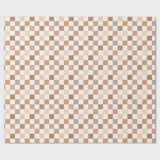 Boho Earthy Check Checkerboard Checkered Girly Geschenkpapier (Flach)