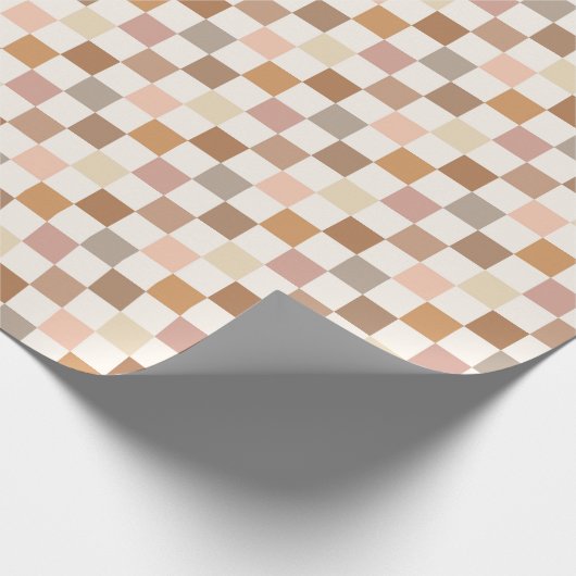 Boho Earthy Check Checkerboard Checkered Girly Geschenkpapier (Ecke)