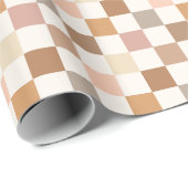 Boho Earthy Check Checkerboard Checkered Girly Geschenkpapier (Rolleneckpunkt)