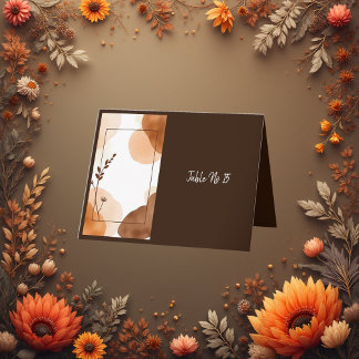 Boho Earthy Floral Accents table number card Dankeskarte