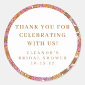 Boho Earthy Floral Brautparty Custom Vielen Dank Runder Aufkleber (Vorderseite)