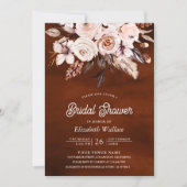 Boho Earthy Floral Foto Terracotta Brautparty Einladung (Vorderseite)