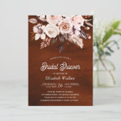 Boho Earthy Floral Foto Terracotta Brautparty Einladung (Stehend Vorderseite)