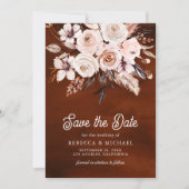 Boho Earthy Floral Foto Terracotta Wedding Save The Date (Vorderseite)
