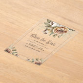 Boho Earthy Floral Taupe Hochzeit speichern das Da Acryleinladungen (Ablage )