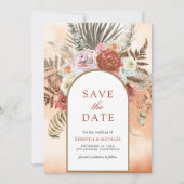 Boho Earthy Floral Terracotta Wedding Foto Save The Date (Vorderseite)