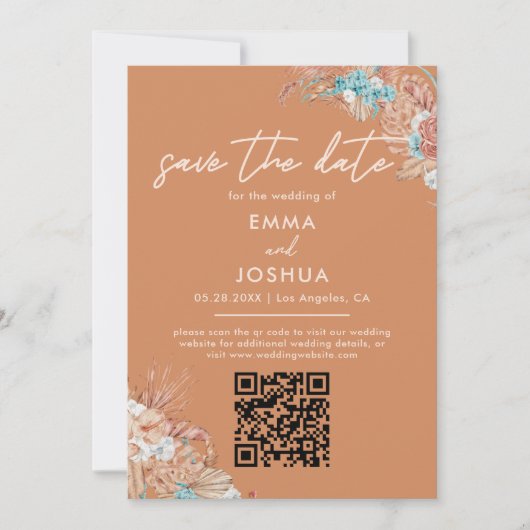 Boho Earthy Floral Wedding Foto Save The Date (Vorderseite)