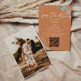 Boho Earthy Floral Wedding Foto Save The Date