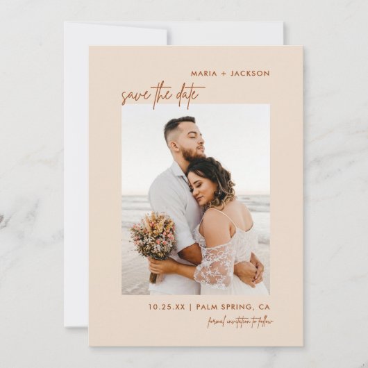 Boho Earthy Foto speichert die Terminkarten Dankeskarte (Vorderseite)