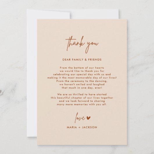 Boho Earthy Foto Wedding danke Ihnen Karten (Rückseite)