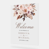 Boho Earthy Ivory Floral Wedding Welcome Acrylschild (Winkel)