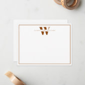 Boho Earthy Modern Monogram Couple Stationery Mitteilungskarte (Vorderseite/Rückseite Beispiel)