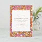 Boho Earthy Ochre Orange Floral Brautparty Einladung (Stehend Vorderseite)