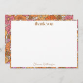 Boho Earthy Orange Floral Custom Brautparty Dankeskarte (Vorne/Hinten)