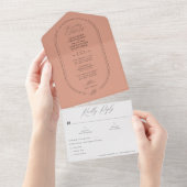 Boho Earthy Pale Terracotta Botanische Hochzeit All In One Einladung (Abreißtisch)