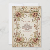 Boho Earthy Shades Clay Floral Wedding Einladung (Vorderseite)