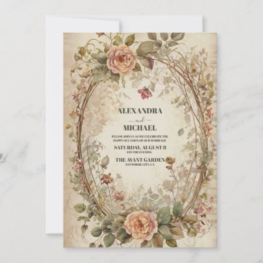 Boho Earthy Shades Clay Rose Wedding Einladung (Vorderseite)