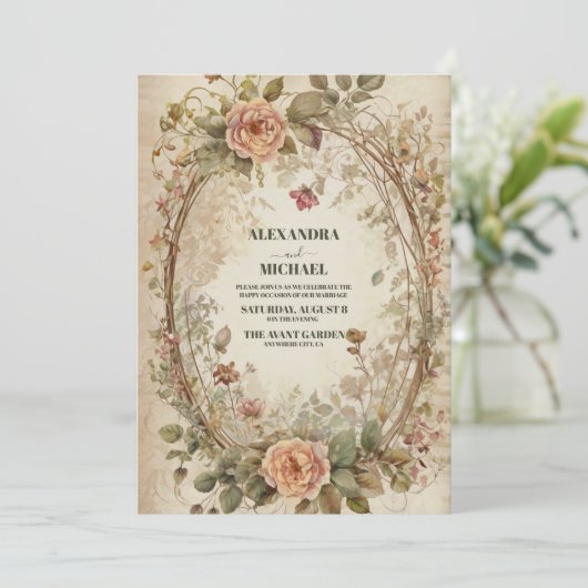 Boho Earthy Shades Clay Rose Wedding Einladung (Stehend Vorderseite)