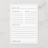 Boho Earthy Tan Bridal Shower Recipe Begleitkarte (Rückseite)