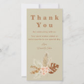 Boho Earthy Tones Retro Wedding Danke Card (Vorderseite)