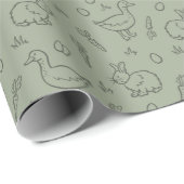 Boho Easter Bunny Rabbit Goose Spring Sage Green Geschenkpapier (Rolleneckpunkt)