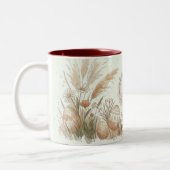 Boho Easter Bunny with Floral Wreath Illustration Zweifarbige Tasse (Links)