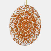 Boho Eclectic Tibetan Inspiriert Orange Mandala Keramik Ornament (Rechts)