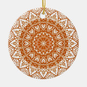 Boho Eclectic Tibetan Inspiriert Orange Mandala Keramik Ornament (Vorne)