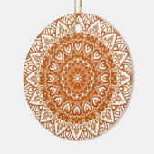 Boho Eclectic Tibetan Inspiriert Orange Mandala Keramik Ornament (Links)