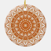 Boho Eclectic Tibetan Inspiriert Orange Mandala Keramik Ornament (Hinten)