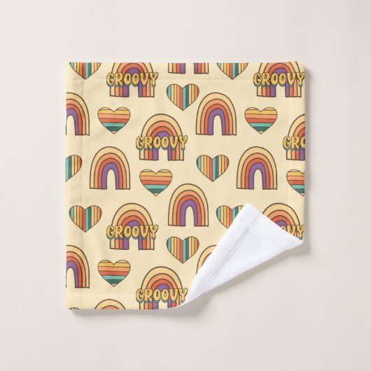 Boho Eclectic Towel 70s Retro Vibes for Bath Badhandtuch Set (Waschlappen)