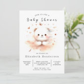 Boho Editable Bear Baby Dusche Einladung (Stehend Vorderseite)