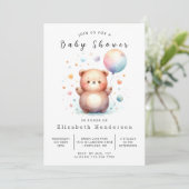 Boho Editable Bear Baby Dusche Einladung (Stehend Vorderseite)