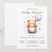 Boho Editable Bear Baby Dusche Einladung (Vorne/Hinten)