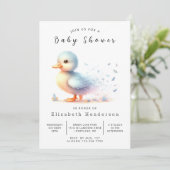 Boho Editable Duck Baby Duck Einladung (Stehend Vorderseite)