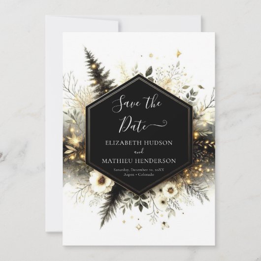 Boho Editable Enchanted Forest Wedding Save The Date (Vorderseite)