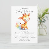 Boho Editable Giraffe Babydusche Einladung (Stehend Vorderseite)